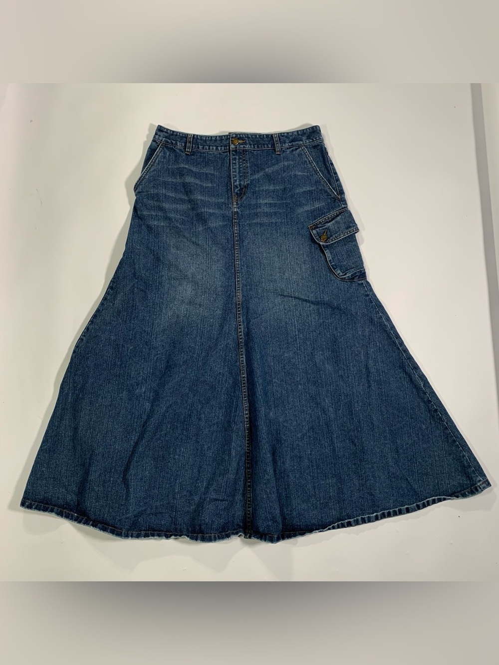 Vintage Spiegel Lace-Up Cargo Denim Maxi Skirt Size 14